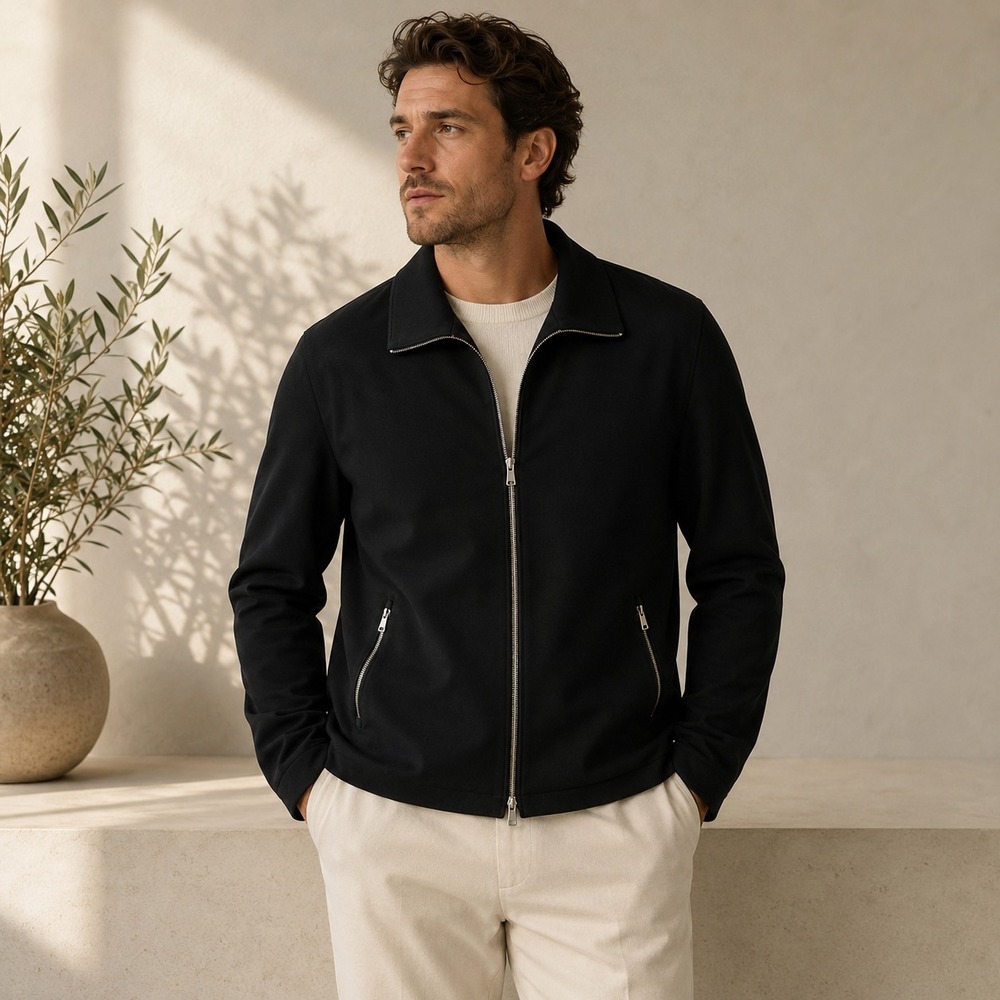 Bugatchi Mens Full Zip Soft Touch Knit Jacket Fleece Lined Sz L Black